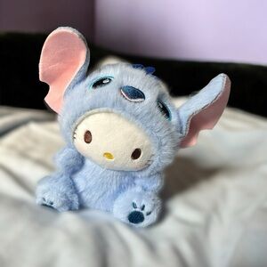 Hello Kitty Dressed as Stitch Plush Keychain – Cute Blue Costume, 5”